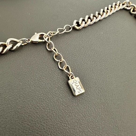 Chaps Boho Fringe Medallion Statement Faux Turquoise & Coral Necklace - Picture 5 of 6